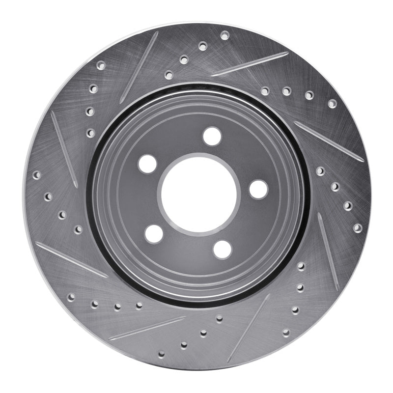 R1 05-23 Chrysler 300 Rear Right Drilled & Slotted Silver Brake Rotor
