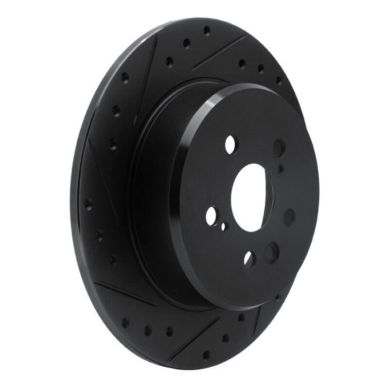 R1 90-93 Toyota Celica Rear Left Drilled & Slotted Black Brake Rotor