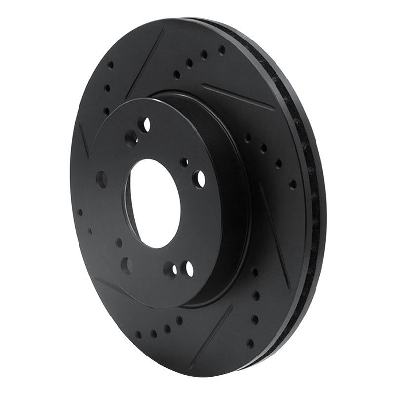 R1 12-15 Acura ILX Front Left Drilled & Slotted Black Brake Rotor