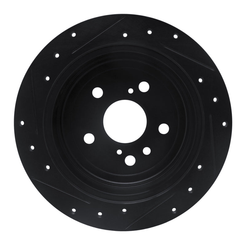 R1 04-09 Lexus RX330 Rear Right Drilled & Slotted Black Brake Rotor