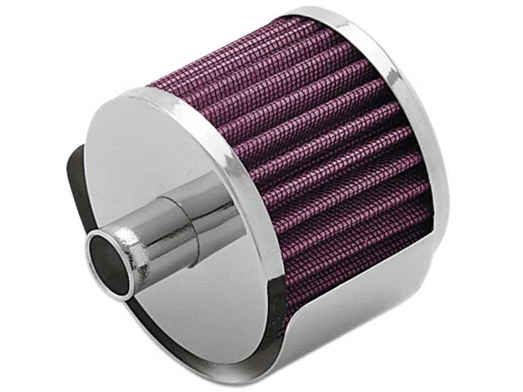 K&N Steel Base Chrome Top Crankcase Vent Filter 3/4in OD Vent / 2in OD / 1-1/2in H Stud Mount