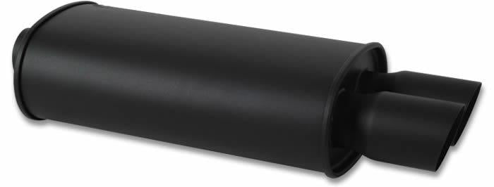 Vibrant StreetPower FLAT BLACK Oval Muffler with Dual 3in Outlet - 3in inlet I.D.